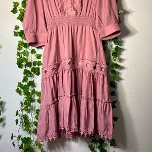 SHEIN soft pink calf length dress.
